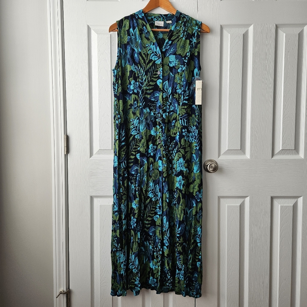 NWT Erika Dress Tropical Summer Sun Blue Green Dress Size M
